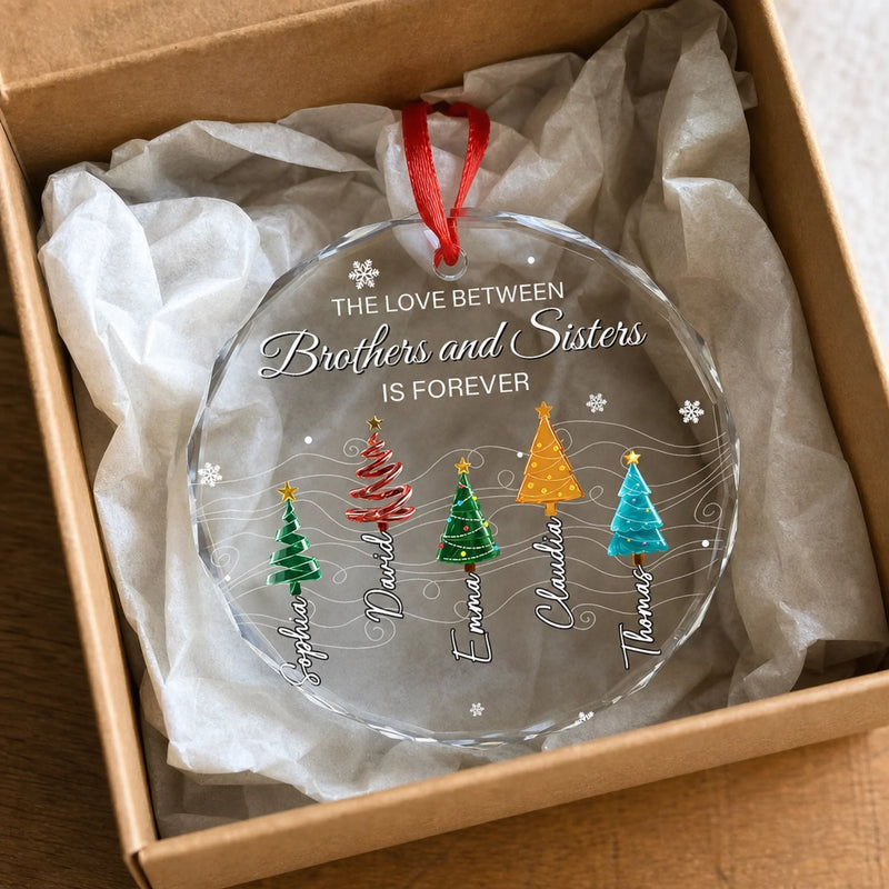 Custom Circle Glass Ornament - Personalized Christmas Birthday Gifts For Mom, Dad, Brother, Sister - Our Little Beloved Christmas