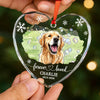 Custom Photo Heart Glass Ornament - Personalized Pet Christmas Memorial Sympathy Gifts For Dogs, Cats - Love Never Leaves