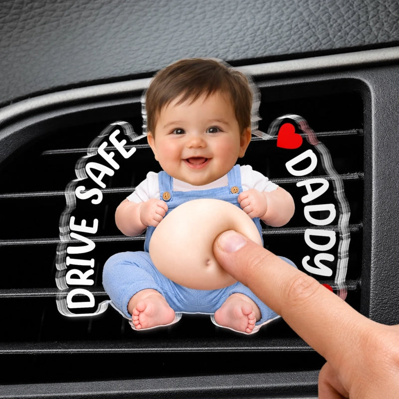 Custom Photo Squishy Acrylic Car Vent Clip - Personalized Birthday Gifts For Dad, New Parents  - Your Tiny Boss Is Waiting
