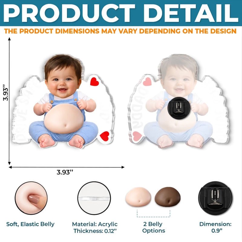 Custom Photo Squishy Acrylic Car Vent Clip - Personalized Birthday Gifts For Dad, New Parents  - Your Tiny Boss Is Waiting