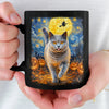 Custom Photo Starry Night Black Mug - Personalized Halloween Birthday Gifts For Dog Cat Lovers, Dog Dad And Mom, Cat Owners - Paws And Moonlight