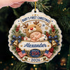 Custom First Christmas Acrylic Ornament - Personalized America 250th Anniversary Christmas Gifts For New Moms, New Dads, New Parents - Our Newest Little Patriot