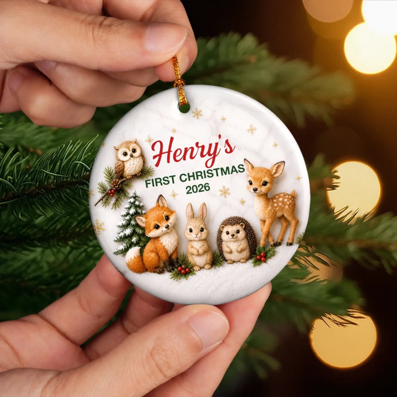 Custom First Christmas Ceramic Ornament - Personalized Christmas Baby Shower, Gender Reveal Gifts For New Moms, New Dads, New Parents - Little Wonder Big Magic