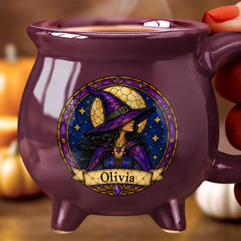 Custom Witchy Cauldron Coffee Mug - Personalized Halloween Gifts For Witch, Wife, Daughter, Besties, Sisters, Granddaughter, Grandma, Mom, Yourself - Moonlit Witch Vibes