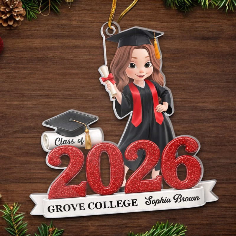 Custom Acrylic Ornament - Personalized Christmas Graduation Gifts For Him, Her - Dream Big Achieve Greatness