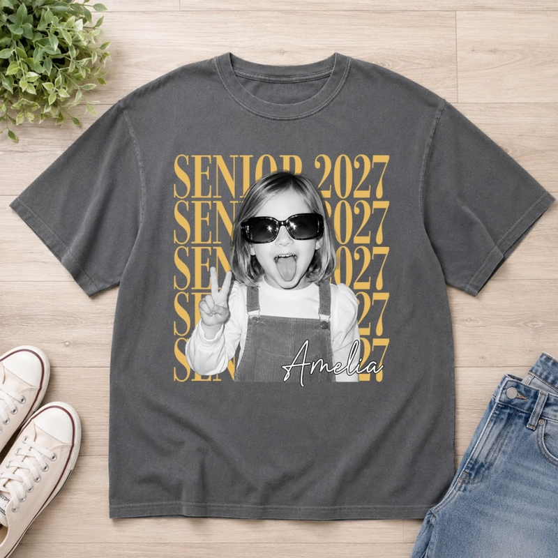 Custom Photo Comfort T-Shirt - Personalized Graduation Gifts For Him, Her - Caps Off To Success