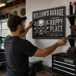 Custom Home Decor Metal Sign - Personalized Birthday Gifts For Mechanic, Husband, Dad - Work Hard Ride Harder