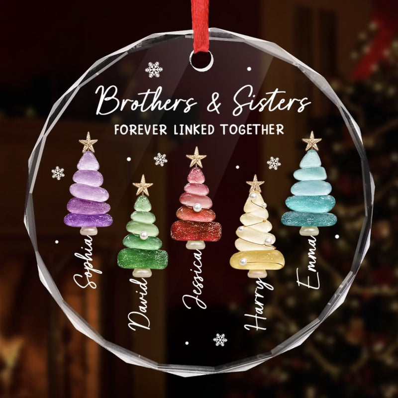 Custom Circle Glass Ornament - Personalized Christmas Birthday Gifts For Mom, Dad, Brother, Sister - Holiday Fun Starts Here