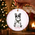 Custom Photo Ceramic Ornament - Personalized Christmas Birthday Gifts For Dog Lovers, Cat Lovers - Paws, Love And Joy