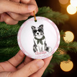 Custom Photo Ceramic Ornament - Personalized Christmas Birthday Gifts For Dog Lovers, Cat Lovers - Paws, Love And Joy