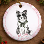 Custom Photo Ceramic Ornament - Personalized Christmas Birthday Gifts For Dog Lovers, Cat Lovers - Paws, Love And Joy