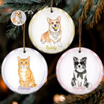 Custom Photo Ceramic Ornament - Personalized Christmas Birthday Gifts For Dog Lovers, Cat Lovers - Paws, Love And Joy