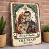 Custom Photo Day Of The Dead Home Decor Metal Sign - Personalized  Anniversary Wedding Gifts For Husband And Wife, Him And Her - Everlasting Skeletal Romance