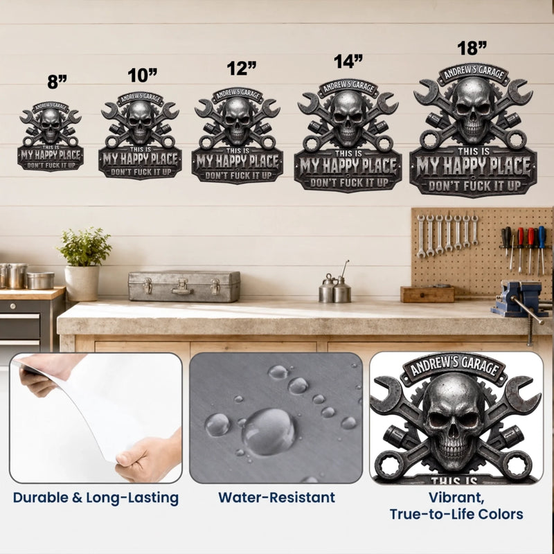 Custom Custom Shaped Metal Sign - Personalized Birthday Gifts For Husband, Son, Grandson, Brother, Grandpa, Dad, Yourself - This Is My Happy Place