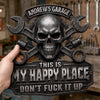 Custom Custom Shaped Metal Sign - Personalized Birthday Gifts For Husband, Son, Grandson, Brother, Grandpa, Dad, Yourself - This Is My Happy Place