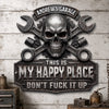 Custom Custom Shaped Metal Sign - Personalized Birthday Gifts For Husband, Son, Grandson, Brother, Grandpa, Dad, Yourself - This Is My Happy Place