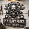 Custom Custom Shaped Metal Sign - Personalized Birthday Gifts For Husband, Son, Grandson, Brother, Grandpa, Dad, Yourself - This Is My Happy Place