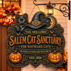 Custom Wood Sign -  Personalized Halloween Decor Birthday Gifts For Mom, Dad, Brother, Sister, Kids - Salem Cat Sanctuary Vibes