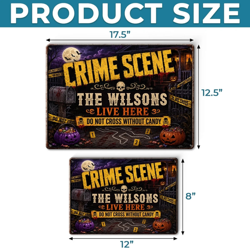 Custom Home Decor Metal Sign - Personalized Halloween Decor Birthday Gifts For Mom, Dad, Brother, Sister - Do Not Cross Without Candy