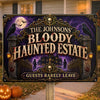 Custom Home Decor Metal Sign - Personalized Halloween Decor Birthday Gifts For Mom, Dad, Brother, Sister - A Bloody Spooky Welcome