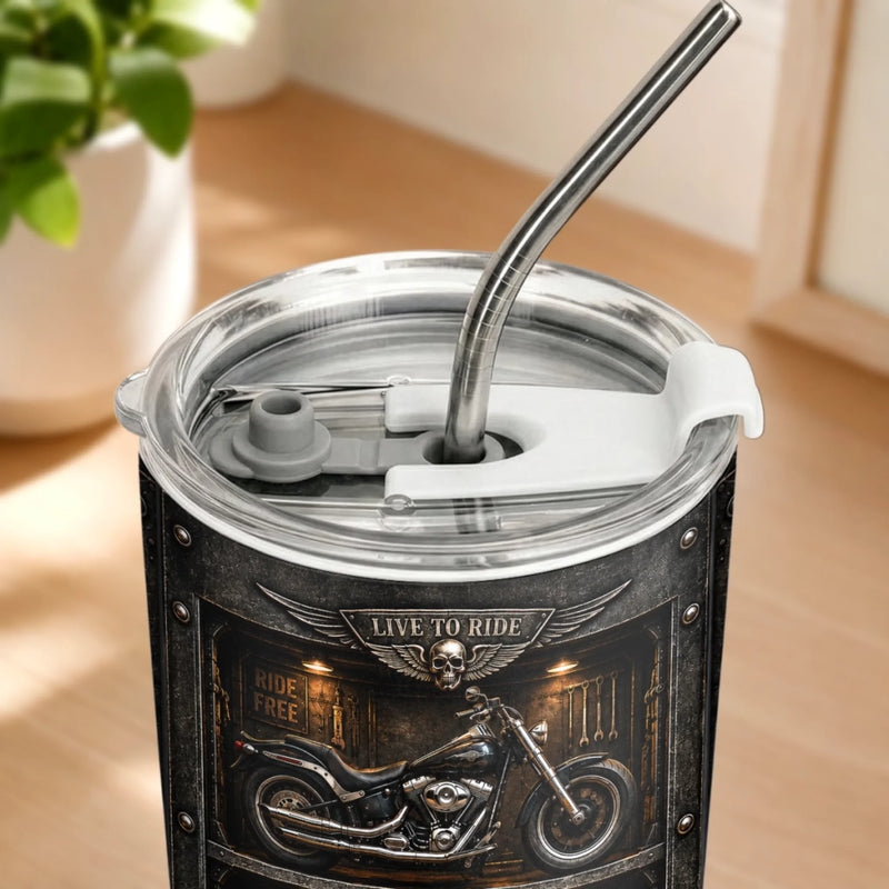 Custom Biker Tumbler - Personalized Birthday Gifts For Husband, Son, Grandson, Brother, Grandpa, Dad, Yourself - Live To Ride Ride To Live