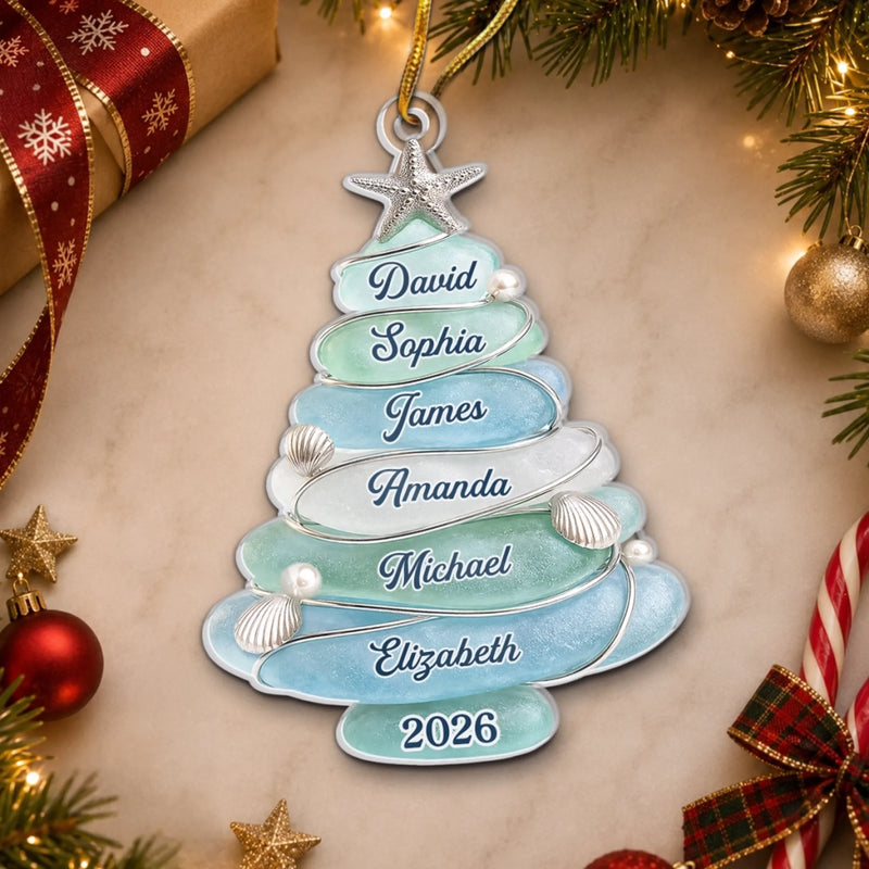 Custom Sea Glass Acrylic Ornament - Personalized Christmas Birthday Gifts For Mom, Dad, Brother, Sister - Holiday Traditions Last Forever