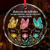 Custom Circle Glass Ornament - Personalized Best Friend Christmas Birthday Gifts For Women, Besties, Sisters, BFF - Different Wings, Same Heart