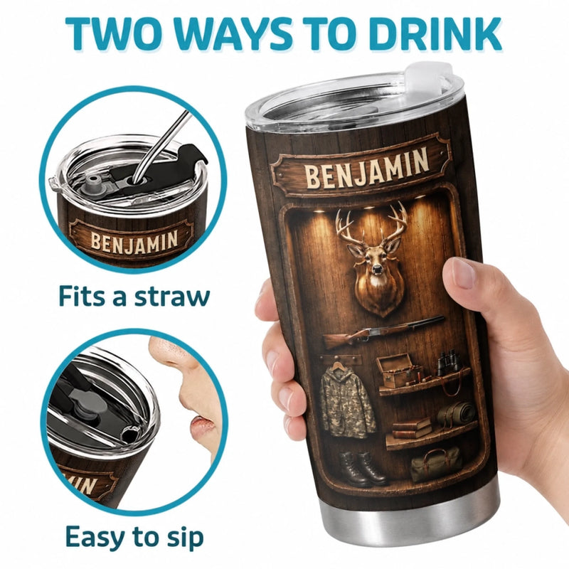 Custom Tumbler - Personalized Birthday Hunting Gifts For Hunters, Husband, Son, Grandson, Brother, Grandpa, Dad, Yourself - Born To Hunt Wild