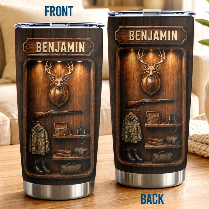 Custom Tumbler - Personalized Birthday Hunting Gifts For Hunters, Husband, Son, Grandson, Brother, Grandpa, Dad, Yourself - Born To Hunt Wild