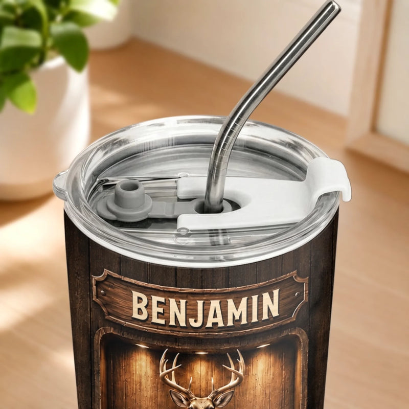 Custom Tumbler - Personalized Birthday Hunting Gifts For Hunters, Husband, Son, Grandson, Brother, Grandpa, Dad, Yourself - Born To Hunt Wild