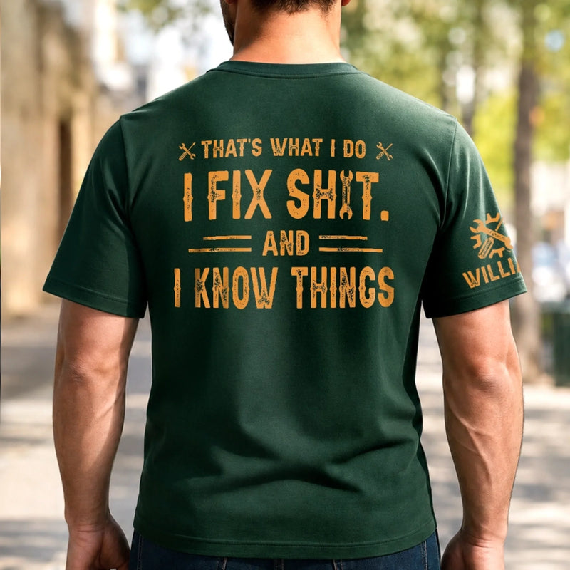 Custom Mechanic T-Shirt - Personalized Birthday Gifts For Husband, Son, Grandson, Brother, Grandpa, Dad, Yourself - Fixing Made Simple