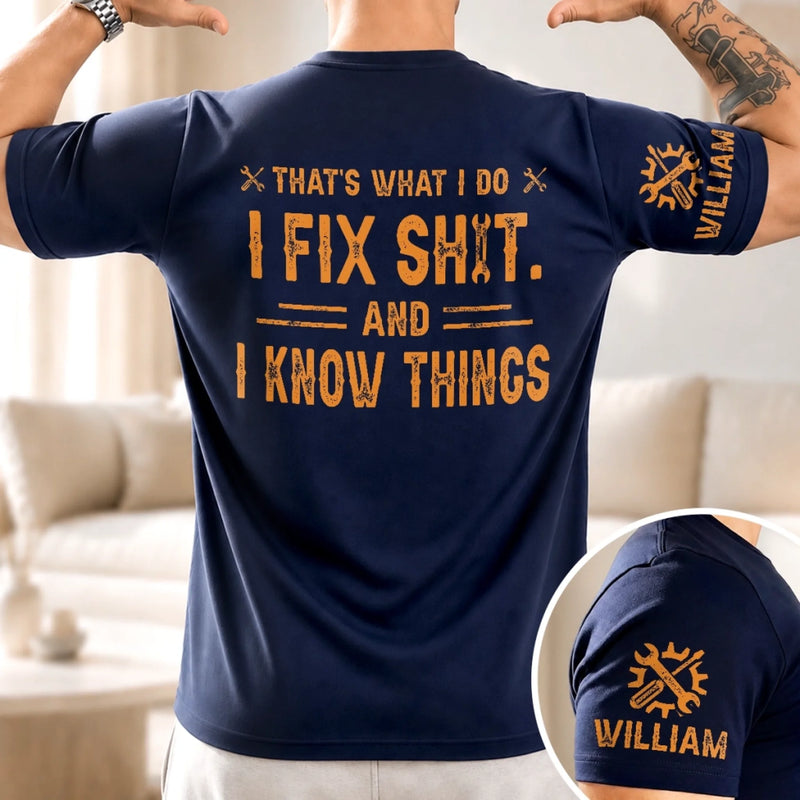 Custom Mechanic T-Shirt - Personalized Birthday Gifts For Husband, Son, Grandson, Brother, Grandpa, Dad, Yourself - Fixing Made Simple