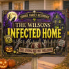Custom Zombie Home Decor Metal Sign - Personalized Halloween Decor Birthday Gifts For Mom, Dad, Brother, Sister - Quarantine Zone Do Not Enter