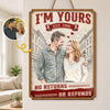 Custom Photo Wood Sign - Personalized Anniversary Wedding Gifts For Husband And Wife, Him And Her - I'm Yours, No Returns