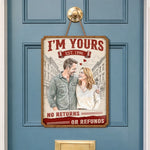 Custom Photo Wood Sign - Personalized Anniversary Wedding Gifts For Husband And Wife, Him And Her - I'm Yours, No Returns