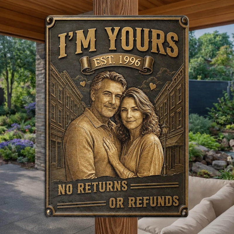 Custom Photo Home Decor Metal Sign - Personalized Anniversary Wedding Gifts For Husband And Wife, Him And Her - Yours Forever And Always