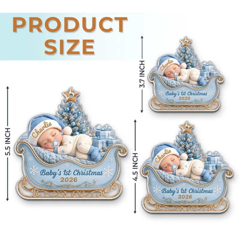 Custom First Christmas Acrylic Ornament - Personalized Christmas Baby Shower, Gender Reveal Gifts For New Moms, New Dads, New Parents - Precious Little Bundle Of Joy