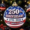 Custom Acrylic Ornament - Personalized America 250th Anniversary Christmas Gifts For Mom, Dad, Brother, Sister - United In Love And Liberty