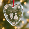 Custom First Christmas Heart Glass Ornament - Personalized Anniversary Christmas Wedding Gifts For Husband And Wife, Him And Her - Ocean Pearl, Eternal Love