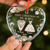 Custom First Christmas Heart Glass Ornament - Personalized Anniversary Christmas Wedding Gifts For Husband And Wife, Him And Her - Ocean Pearl, Eternal Love