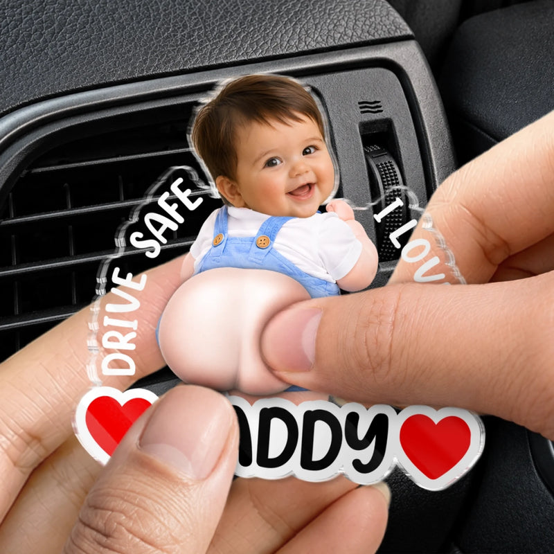 Custom Photo Squishy Acrylic Car Vent Clip - Personalized Birthday Gifts For Dad, New Parents  - Your Biggest Fan Is Waiting
