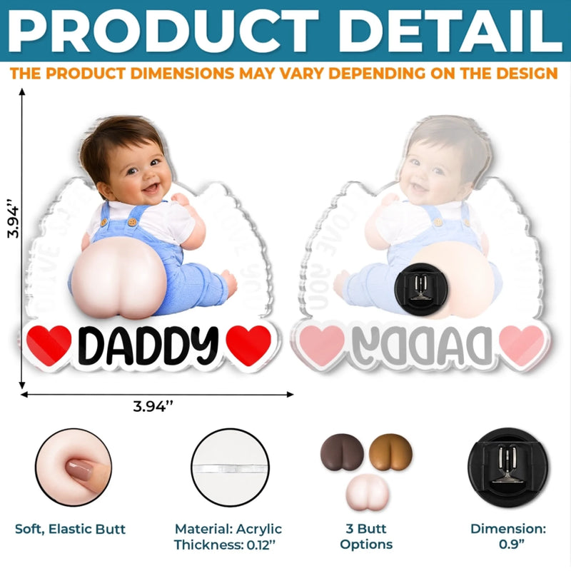 Custom Photo Squishy Acrylic Car Vent Clip - Personalized Birthday Gifts For Dad, New Parents  - Your Biggest Fan Is Waiting