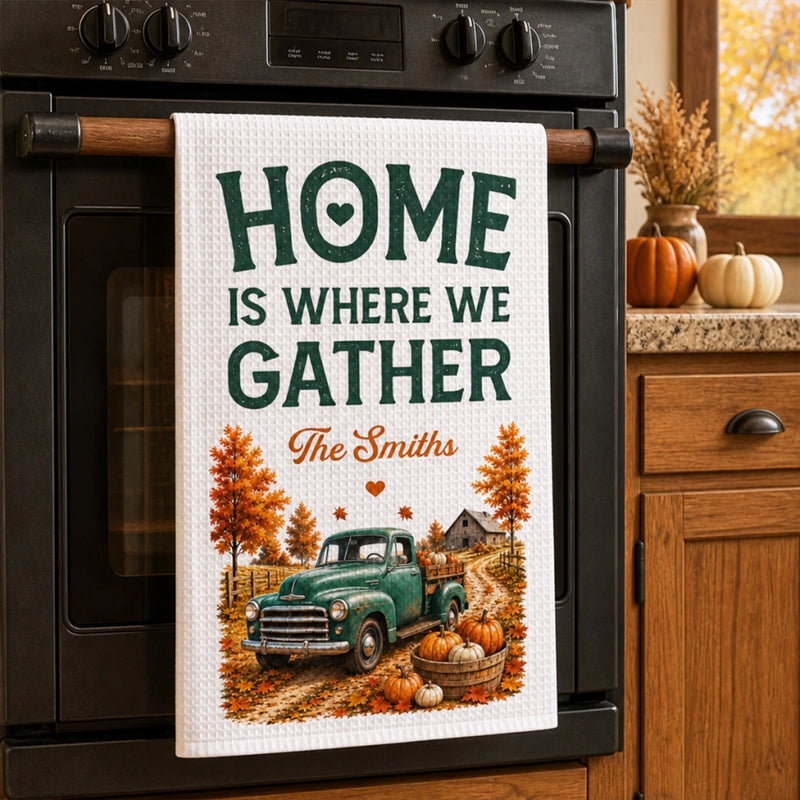 Custom Kitchen Towel - Personalized Autumn Birthday Gifts For Mom, Dad, Brother, Sister - Home Sweet Fall Home