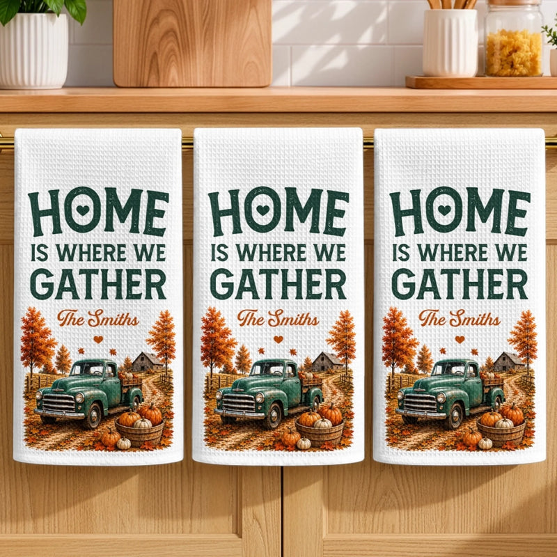 Custom Kitchen Towel - Personalized Autumn Birthday Gifts For Mom, Dad, Brother, Sister - Home Sweet Fall Home