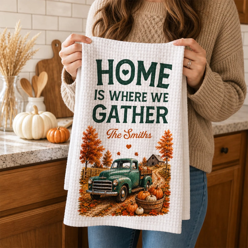 Custom Kitchen Towel - Personalized Autumn Birthday Gifts For Mom, Dad, Brother, Sister - Home Sweet Fall Home