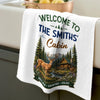 Custom Cabin Kitchen Towel - Personalized Summer Vacation And Travel Gifts For Mom, Dad, Brother, Sister - Home Is Where The Forest Is