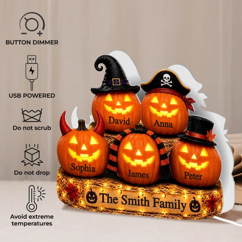 Custom Pumpkin Shaped Light Box - Personalized Halloween Decor Birthday Gifts For Mom, Dad, Brother, Sister - Trick Or Treat Little Sweeties