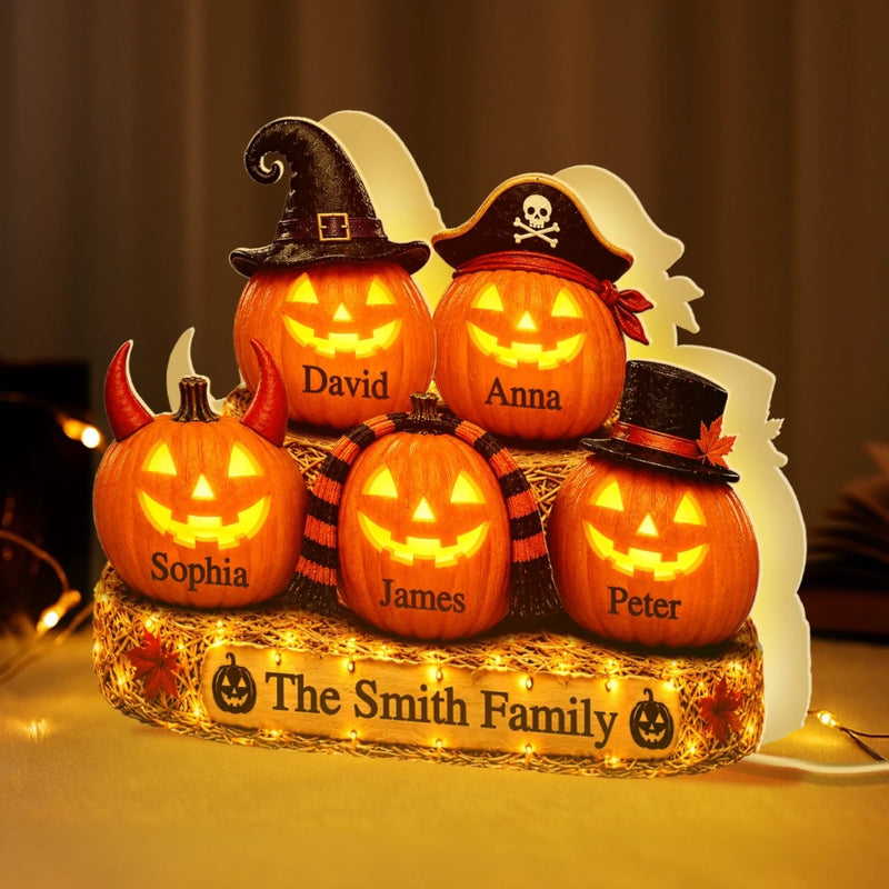 Custom Pumpkin Shaped Light Box - Personalized Halloween Decor Birthday Gifts For Mom, Dad, Brother, Sister - Trick Or Treat Little Sweeties
