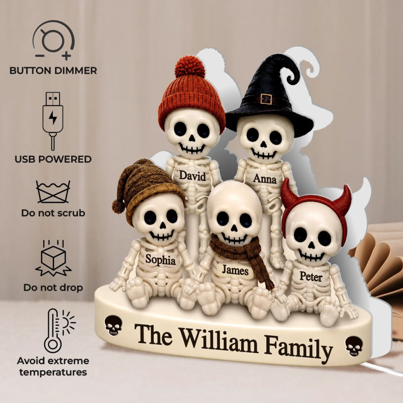 Custom Skeleton Shaped Light Box - Personalized Halloween Decor Birthday Gifts For Mom, Dad, Brother, Sister - Spooky Cuties Living Here