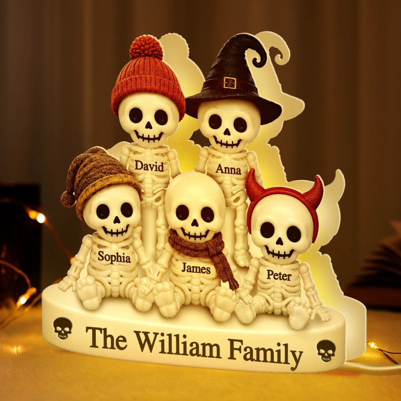 Custom Skeleton Shaped Light Box - Personalized Halloween Decor Birthday Gifts For Mom, Dad, Brother, Sister - Spooky Cuties Living Here